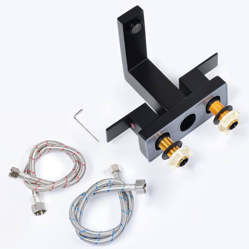 2-Handle Bathroom Sink Faucet Centerset in Black / Gold