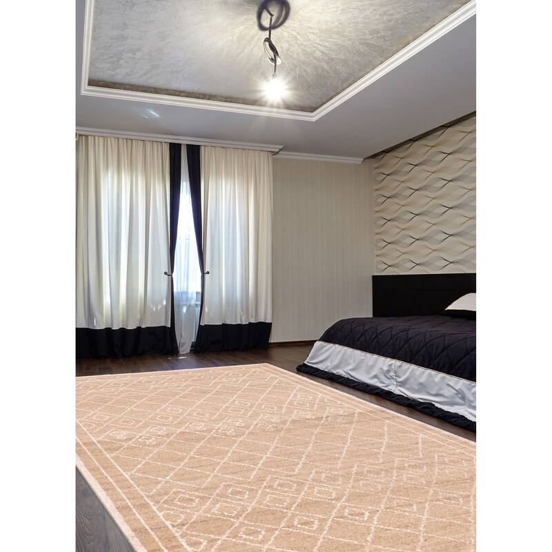 ECARPETGALLERY Hand-knotted Tangier Tan Silk, Wool Rug - 5'6 x 7'10