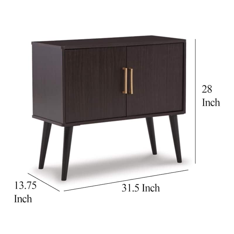 Kior Accent Cabinet, 2 Doors w Adjustable Shelf, Dark Brown 32 Inch