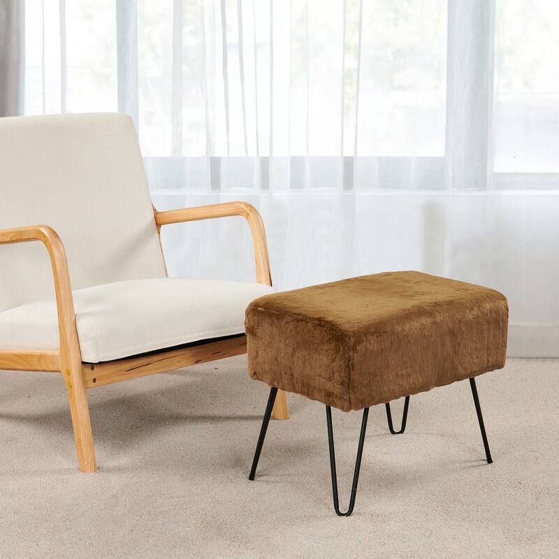 Serenta Solid Color Fauxfur Ottoman