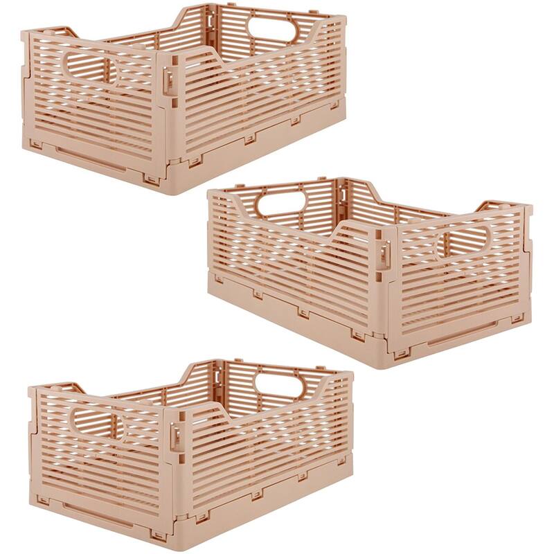OnDisplay Stackable Folding Desk/Beauty/Closet Storage Crate - Foldable Space Saving Bins