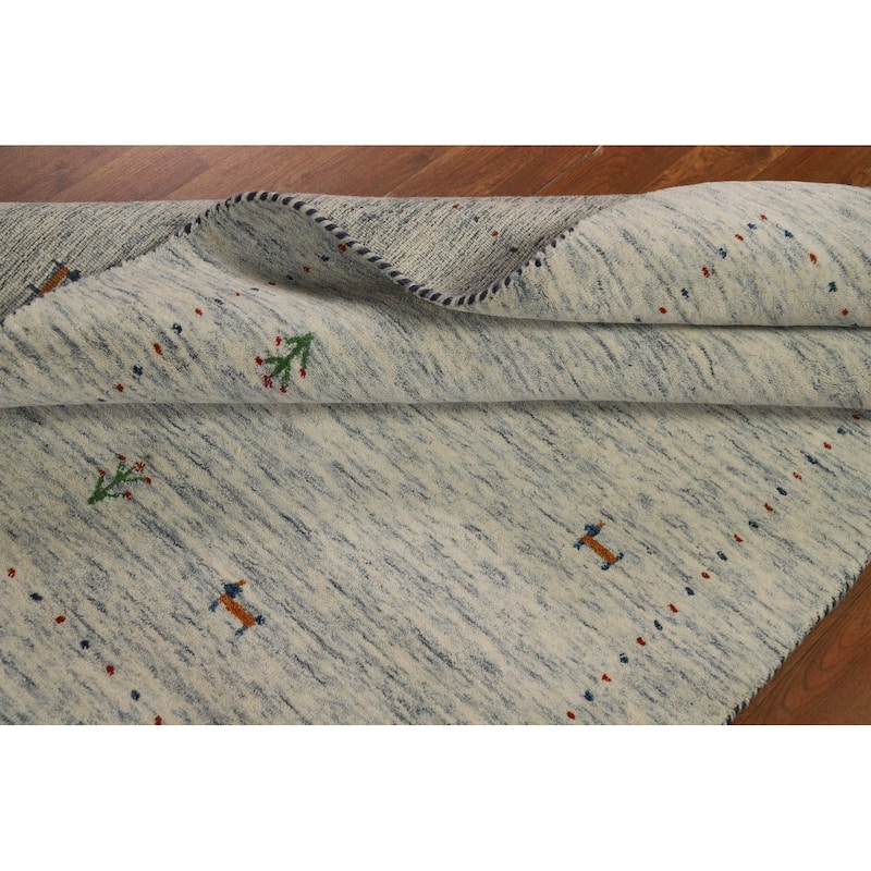 Tribal Gabbeh Oriental Area Rug Handmade Beige Modern Wool Carpet - 4'0" x 5'10"