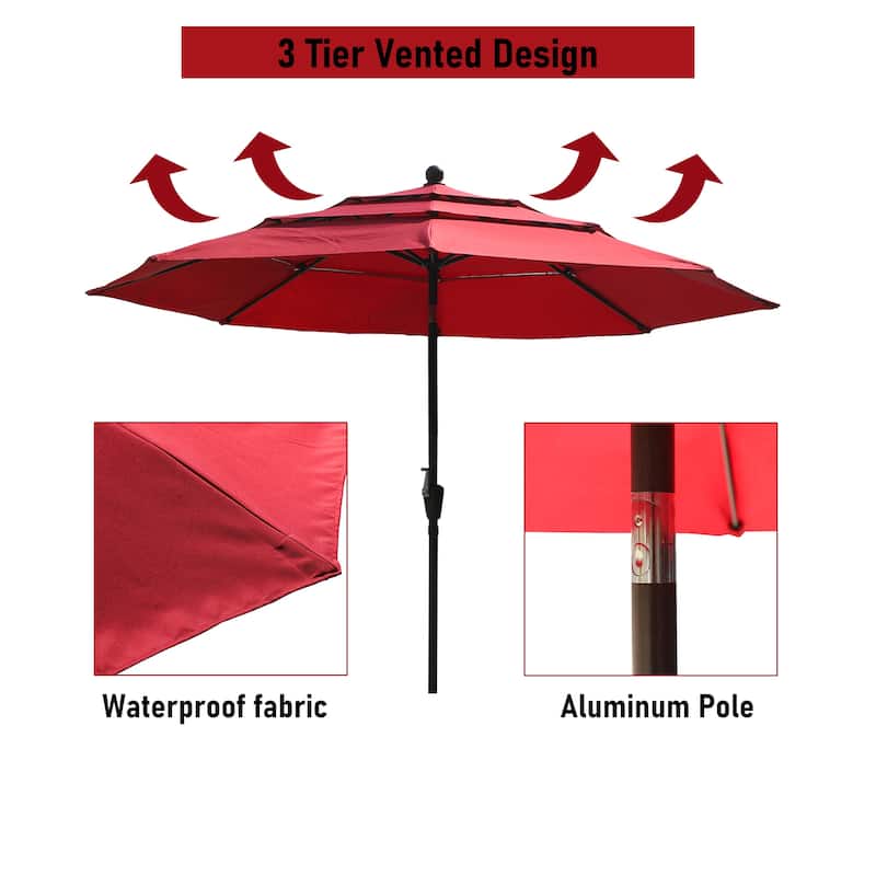 10ft Patio Market Umbrella with Double Airvent