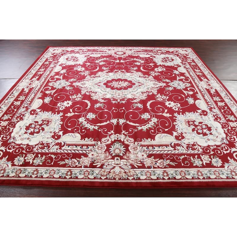 Red Floral Medallion Transitional Turkish Rug Oriental Carpet