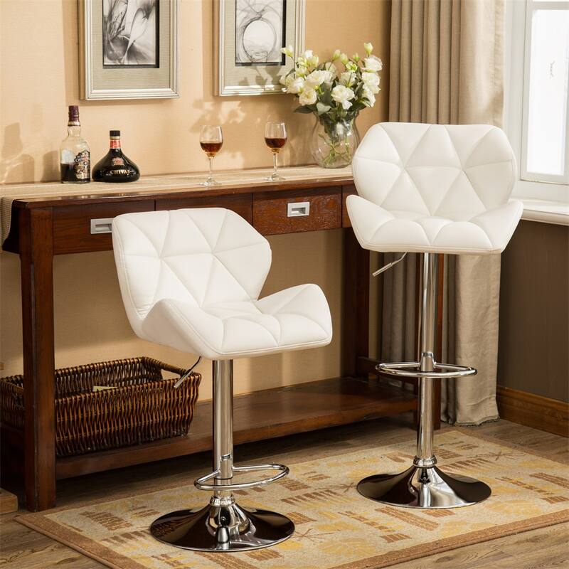 Contemporary Tufted Adjustable Height Hidraulic Bar Stools (Set of 2)