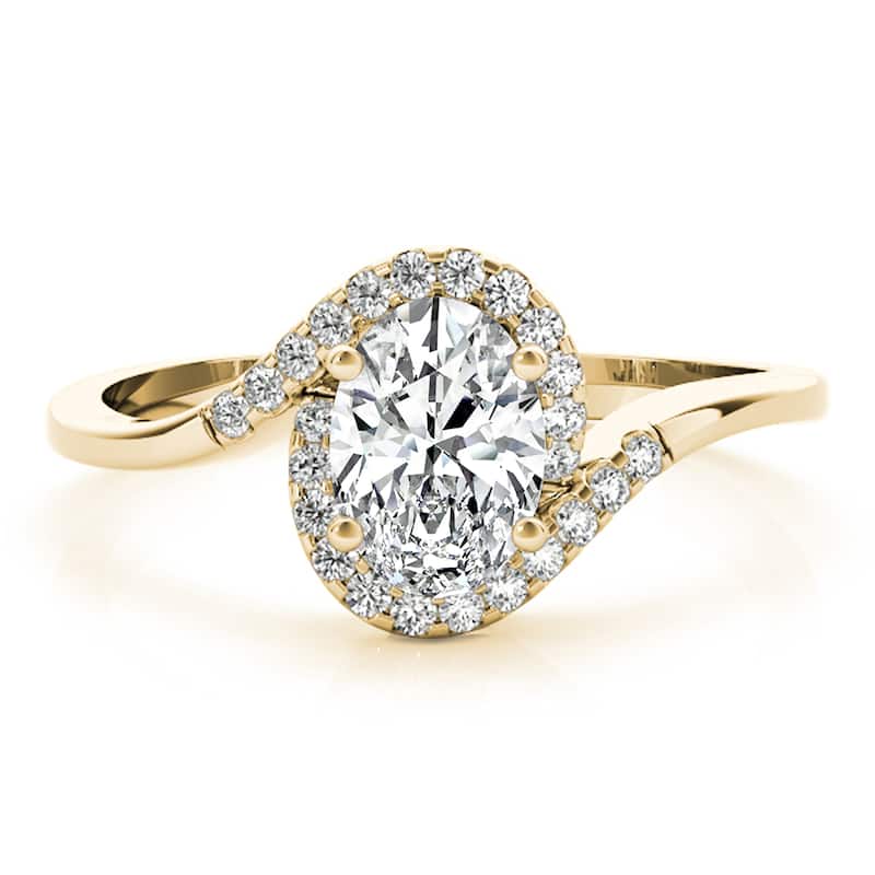 Auriya 14k Yellow Gold Lab Grown Oval Diamond Halo Engagement Ring 0.50 to 5.00 ct. tw. (F-G VS)