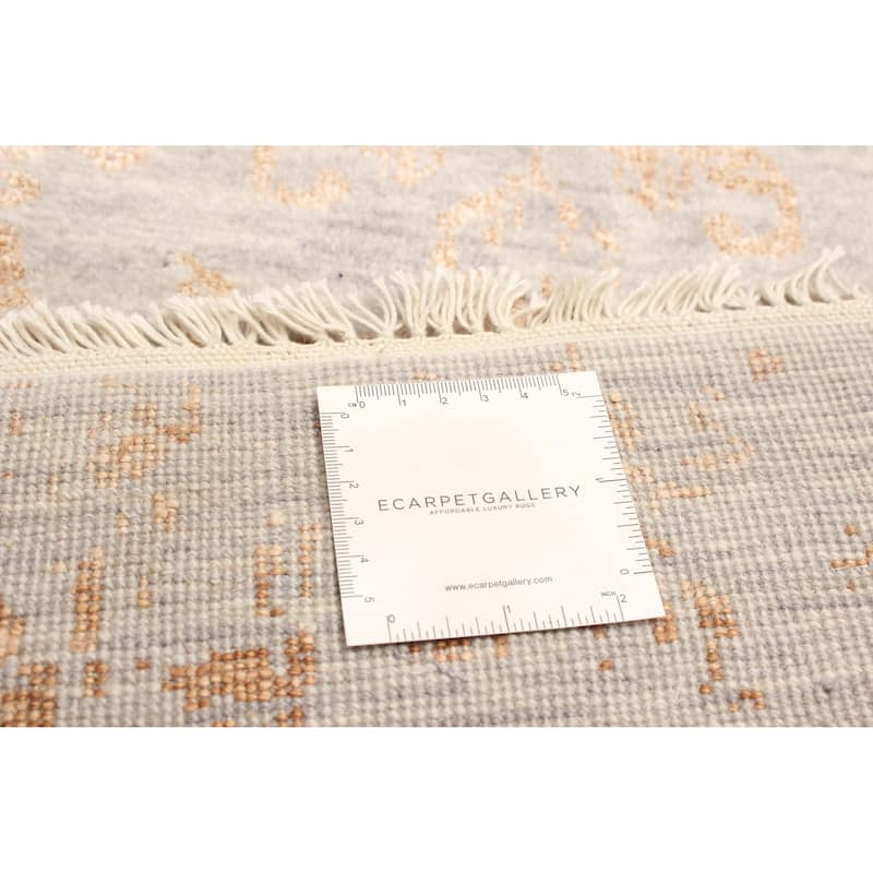 ECARPETGALLERY Hand-knotted Heritage Grey Silk, Wool Rug - 2' 7" x 18' 5"