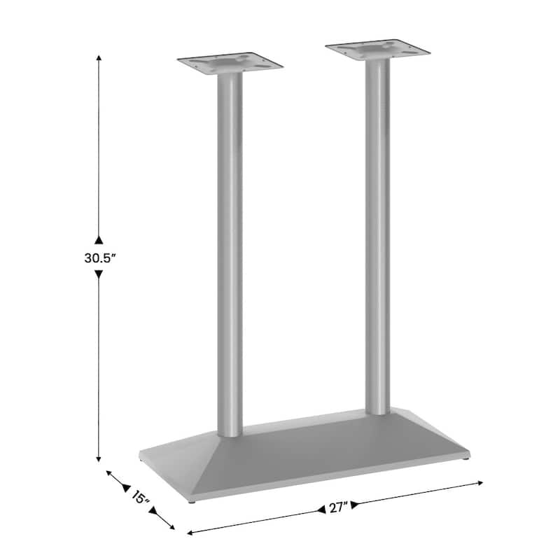 Commercial All Weather Double Table Base for up to 30" x 48" Tabletops - 15"D x 27"W x 30.5"H
