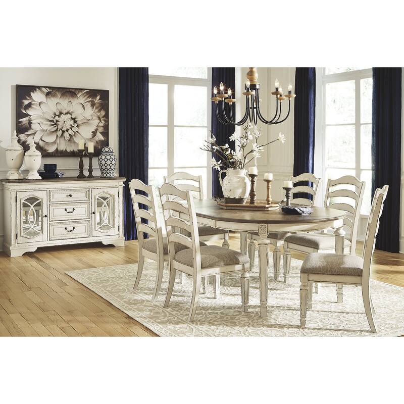 Signature Design by Ashley Realyn White / Light Brown 7-Piece Dining Package