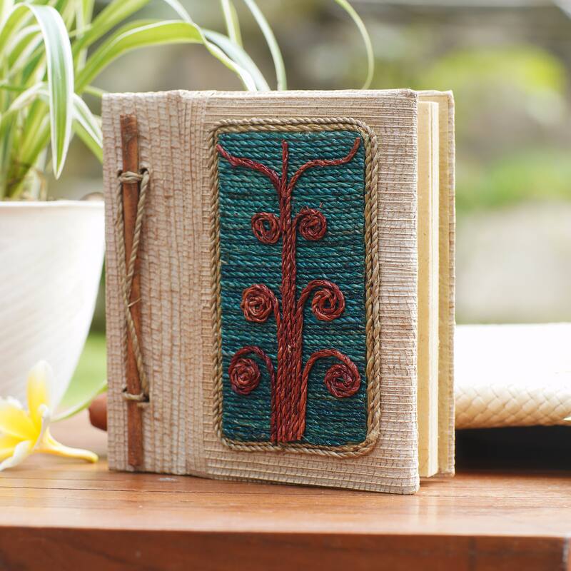 Novica Handmade Spiral Tree Natural Fiber Journal