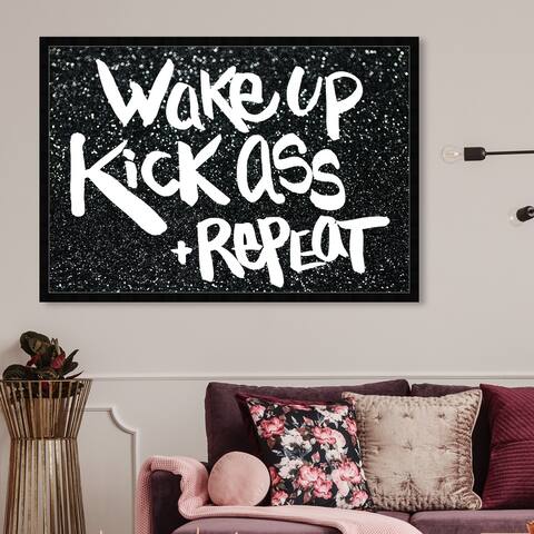 Oliver Gal 'Wake Up and Repeat' Success and Entrepreneurial Wall Art Framed Print Work Motivation - White, Black