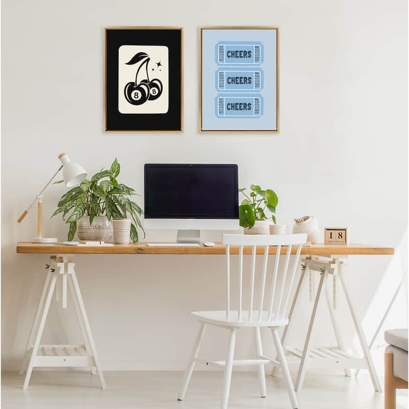 Kate and Laurel Sylvie Cheers Ticket Framed Canvas by Alli Standefer
