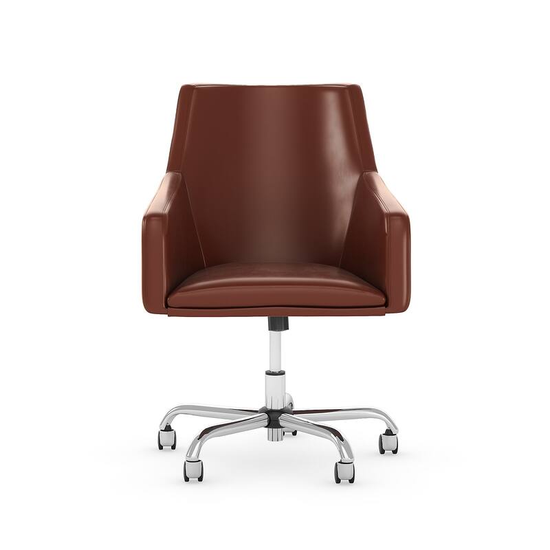 Bush Furniture Somerset Mid Back Leather Box Chair in Brown - 24.41"L x 24.80"W x 34.45"H