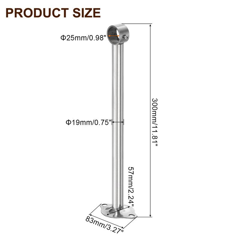 3 Set Ceiling Mount Curtain Rod Bracket - Silver - Fit 0.98" - 11.81"L