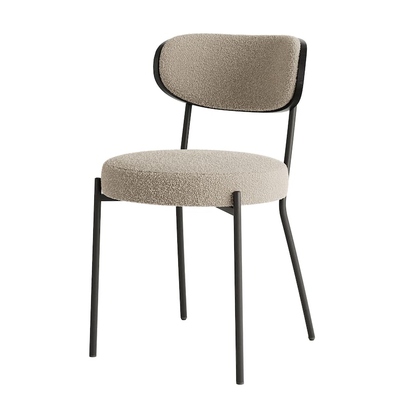 Modern Teddy Dining Chair w/ Metal Legs and Ash Veneer Back(Set of 2)
