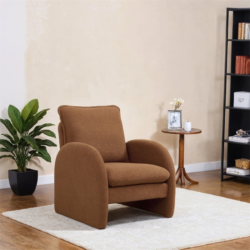 Modern Sherpa Upholstered Accent Chair, Armchair,Lounge Chair