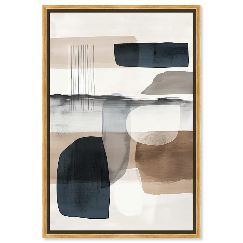 Art Remedy Layers Of Depth Framed Abstract Shapes 1 Piece Canvas Wall Art - 11 x 16 - Gold