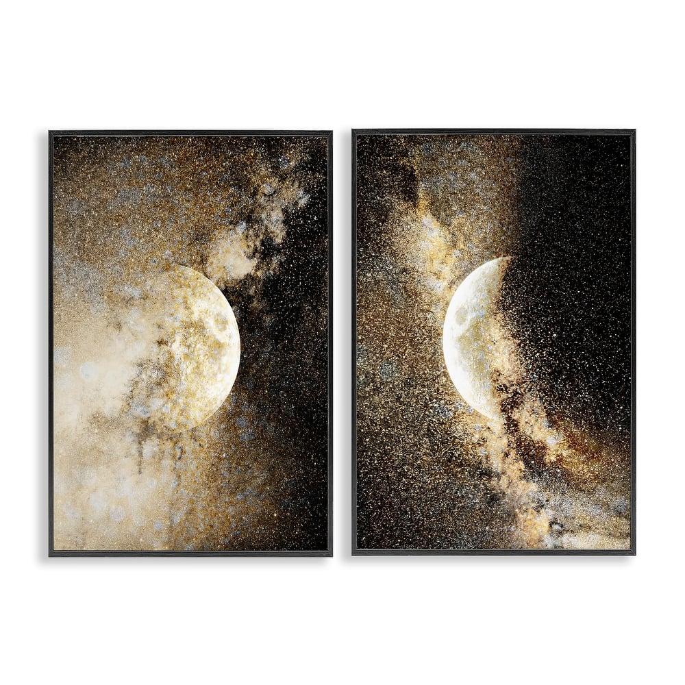 Stupell Moons with Starry Nebulas Framed Giclee Art Design By Gemma Bardot (Set of 2)