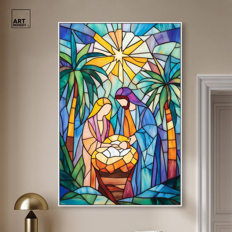 Holy Family Framed in Glass Canvas by Art Remedy