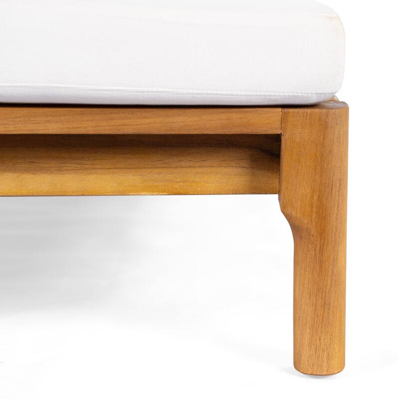 Christopher Knight Home - Solid Acacia Wood Outdoor Chaise Lounge with 4-Position Adjustable Backrest & Woven Rattan Accents