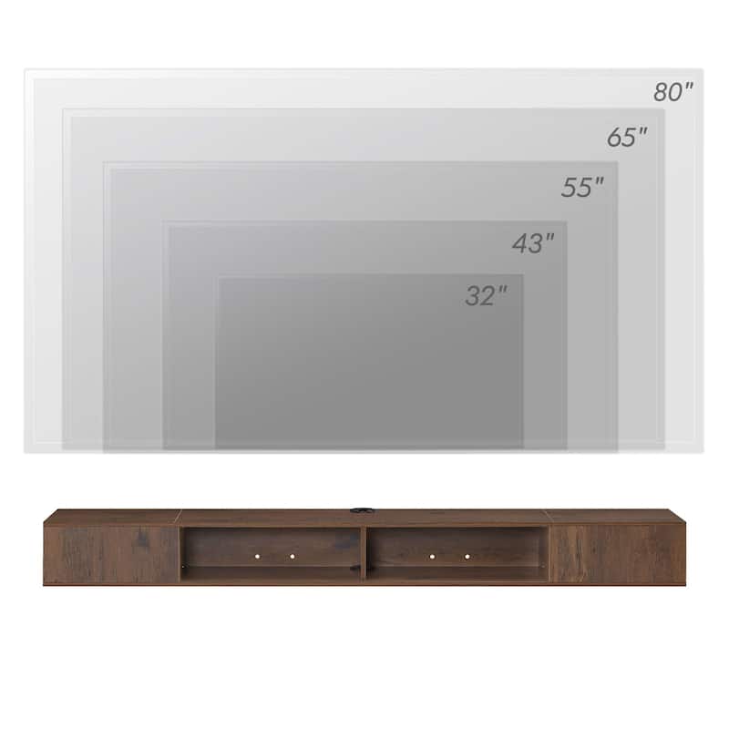 Floating Wall Mounted TV Stand with Storage, 70 Inch