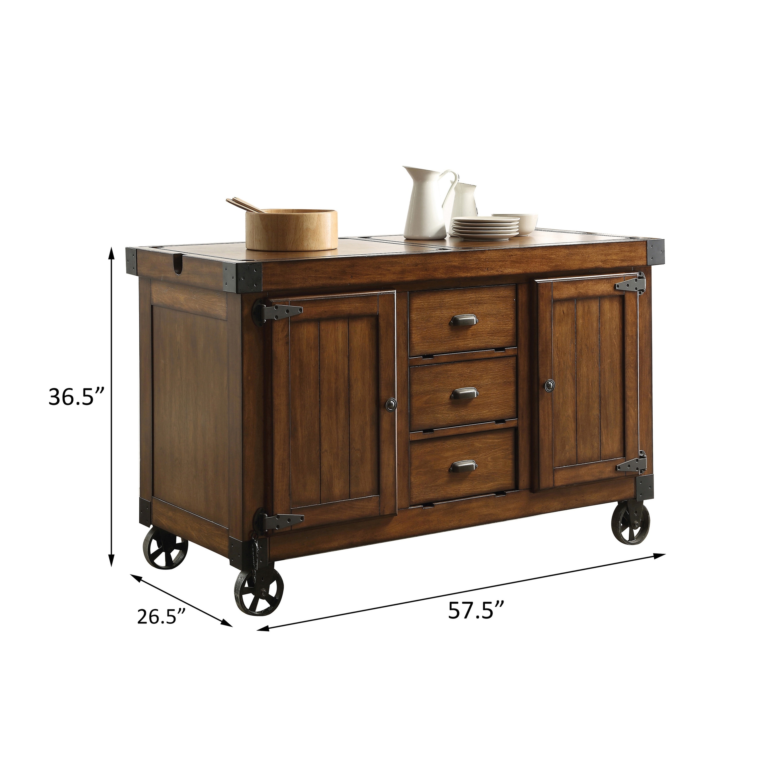 Battier Antique Tobacco 3-Drawer Kitchen Cart - Overstock