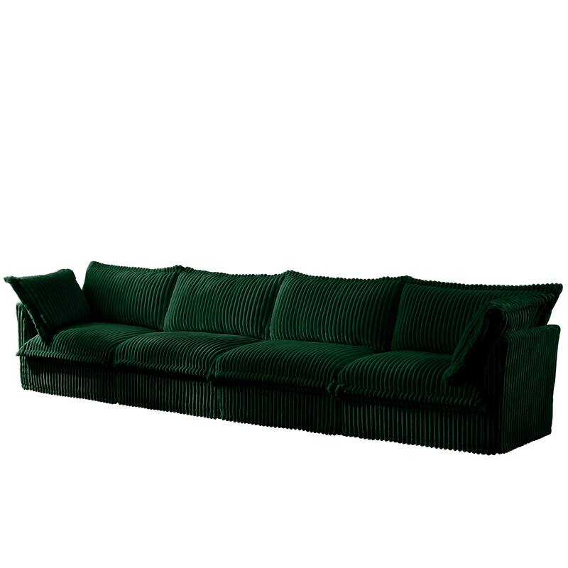GDFStudio - Slipcovered 4-Seater 156.6" Corduroy Sofa with Removable Cover