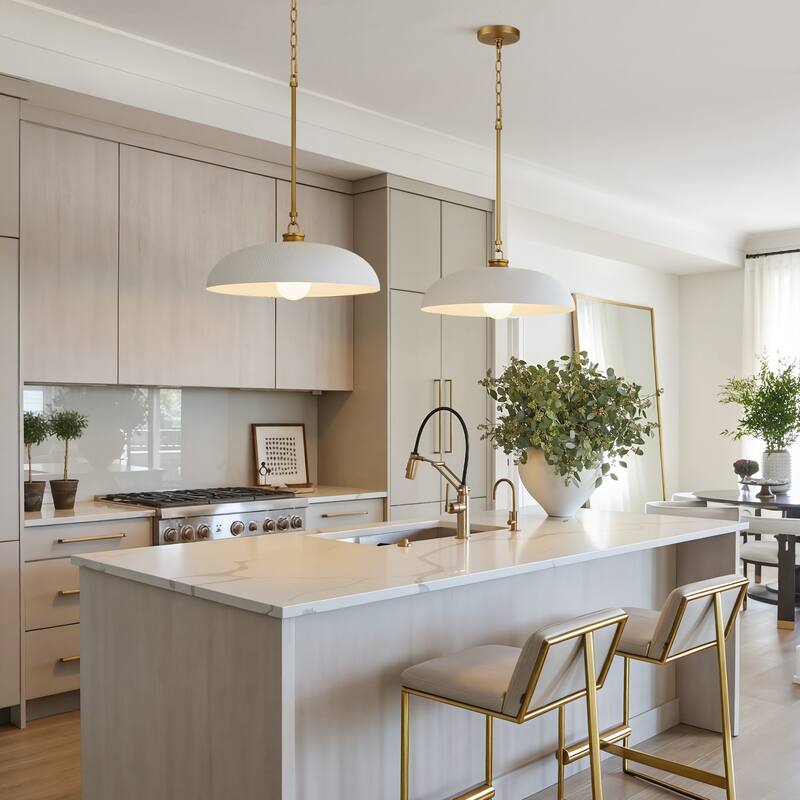 1 -Light Farmhouse Metal Dome 15.7inch Kitchen Hanging Pendant Light