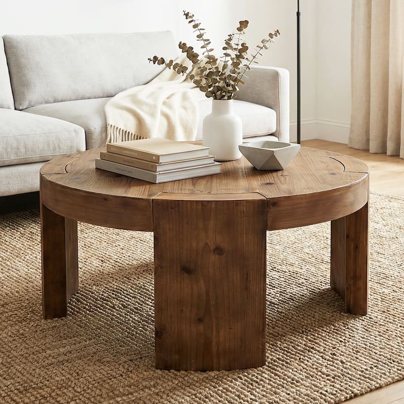 31.5-Inch Solid Wood Round Coffee Table