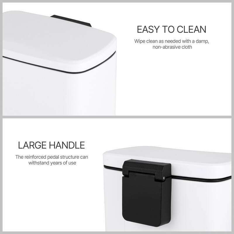 Innovaze 1.3 Gal./5 Liter Rectangular Step-on Trash Can for Bathroom and Office