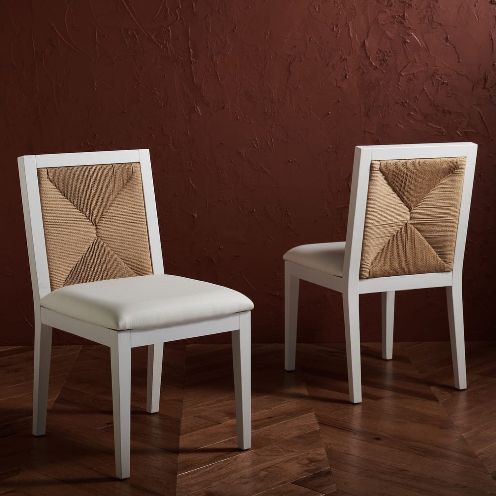 SAFAVIEH Couture Vardit Woven Dining Chair (Set of 2) - 18 In. W x 22 In. D x 34 In. H - 18"Wx22"Dx34"H