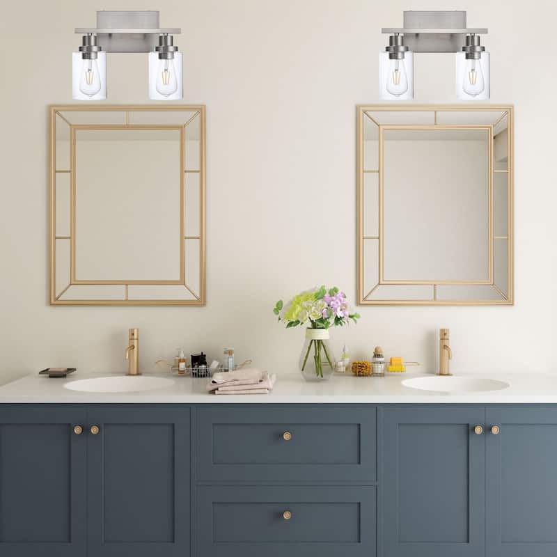 Wall Light Brushed Nickel Bathroom Vanity Lights, E26 Modern Bathroom Light Fixtures with Clear Glass Shade, Wall Lights - Black