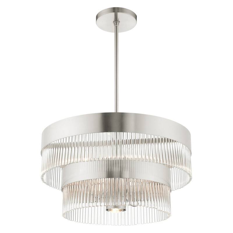 Livex Lighting 7-light Brushed Nickel Chandelier, 49825-91 - 24" DIA X 23.5" - 53.5" ADJ. H