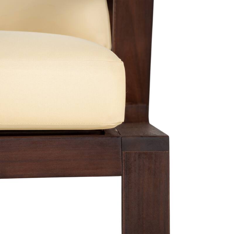 Roomfitters Patio Accent Chair, Solid Acacia Wood Outdoor Lounge Seat with Water-Resistant Cushions