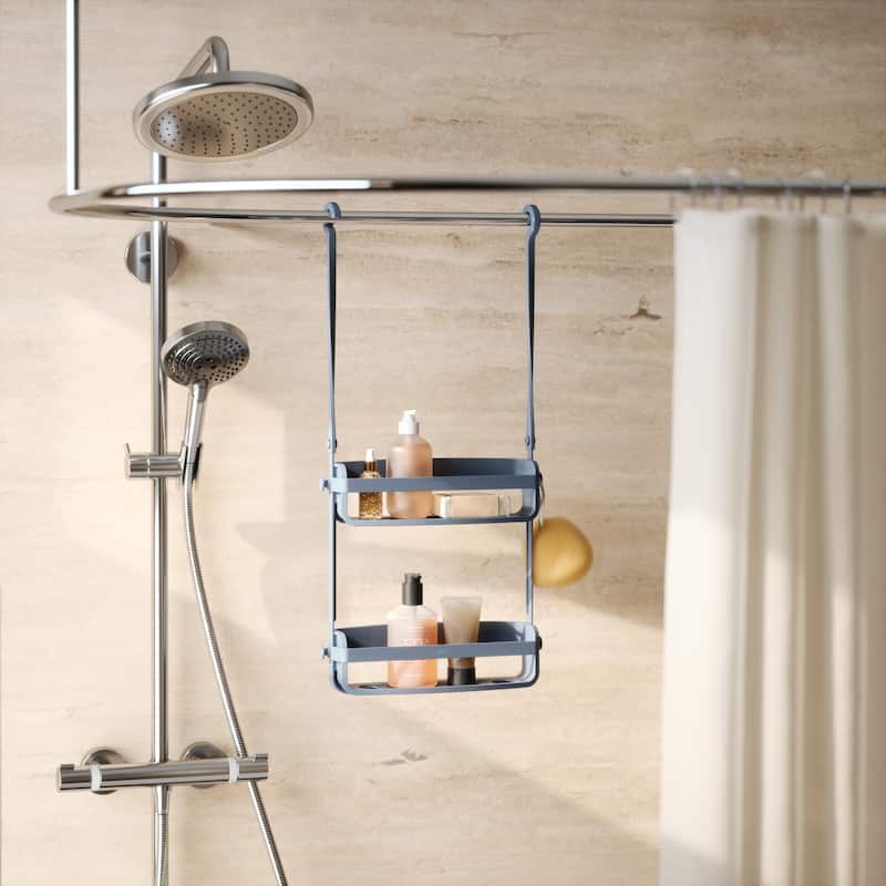 Umbra Flex White Shower Caddy - SLATE BLUE  