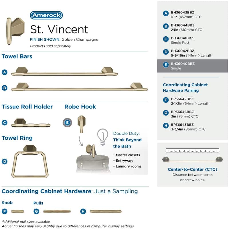 Amerock St. Vincent Single Robe Hook