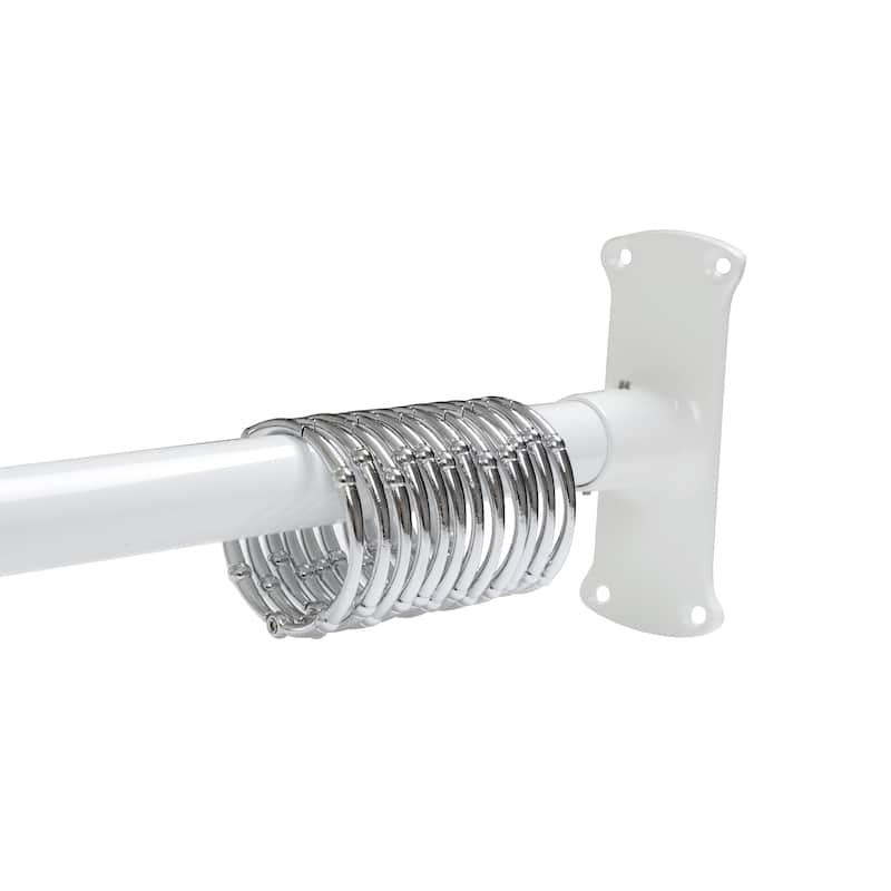 Utopia Alley 68x28in Rustproof Aluminum L-Shaped Corner Shower Curtain Rod, White