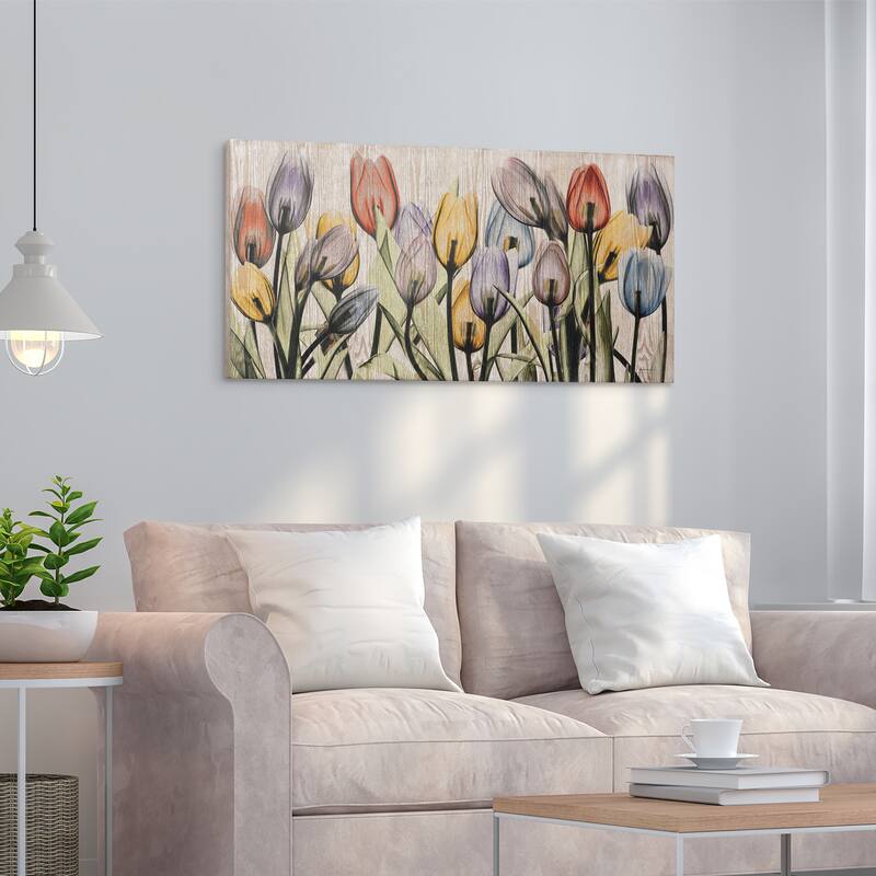 "Tulipscape" Fine Radiographic Photography Giclee Printed Directly on Hand Finished Ash Wood Wall Art