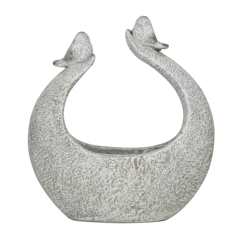 Fiberglass Bird Indoor Outdoor Planter with Stone Mosaic Design - Gray - Roche River Decor
