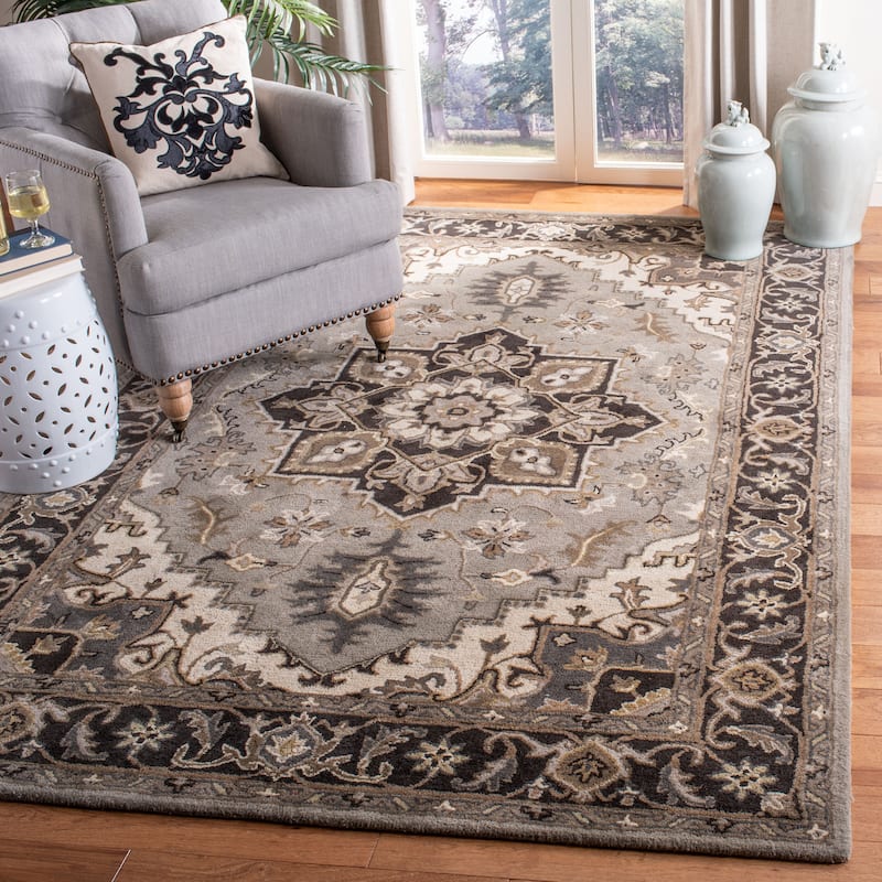 SAFAVIEH Handmade Royalty Chyna Traditional Oriental Wool Rug - 8' x 10' - Silver/Charcoal