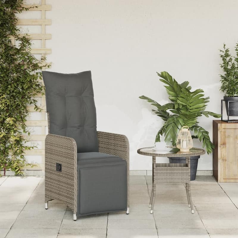 vidaXL Reclining Patio Chair with Cushions Outdoor Seat Furniture Poly Rattan