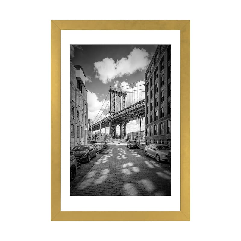 iCanvas "New York City Manhattan Bridge" by Melanie Viola PFA - Gold - 32x24x1