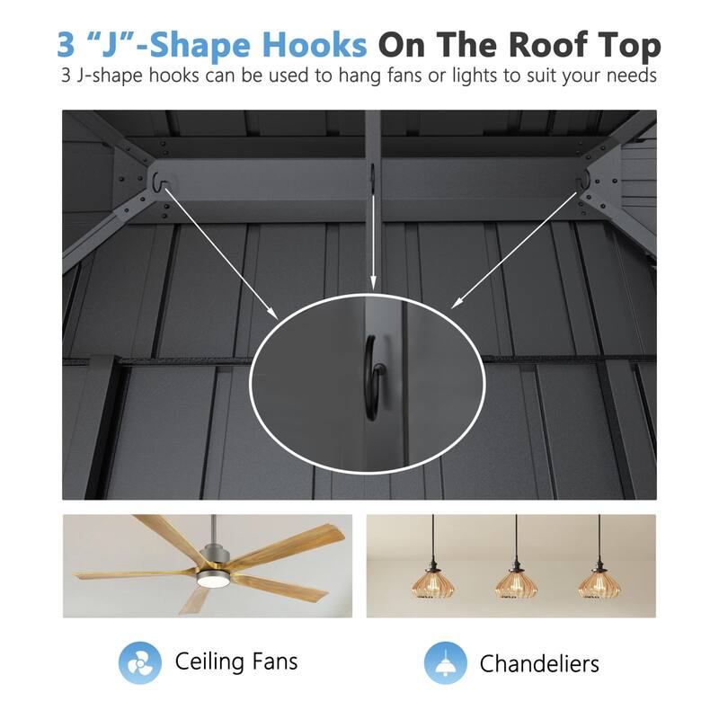 VEIKOUS Aluminum Double Hardtop Gazebo Pergola for Patio, Lawn, and Garden with Removable Netting