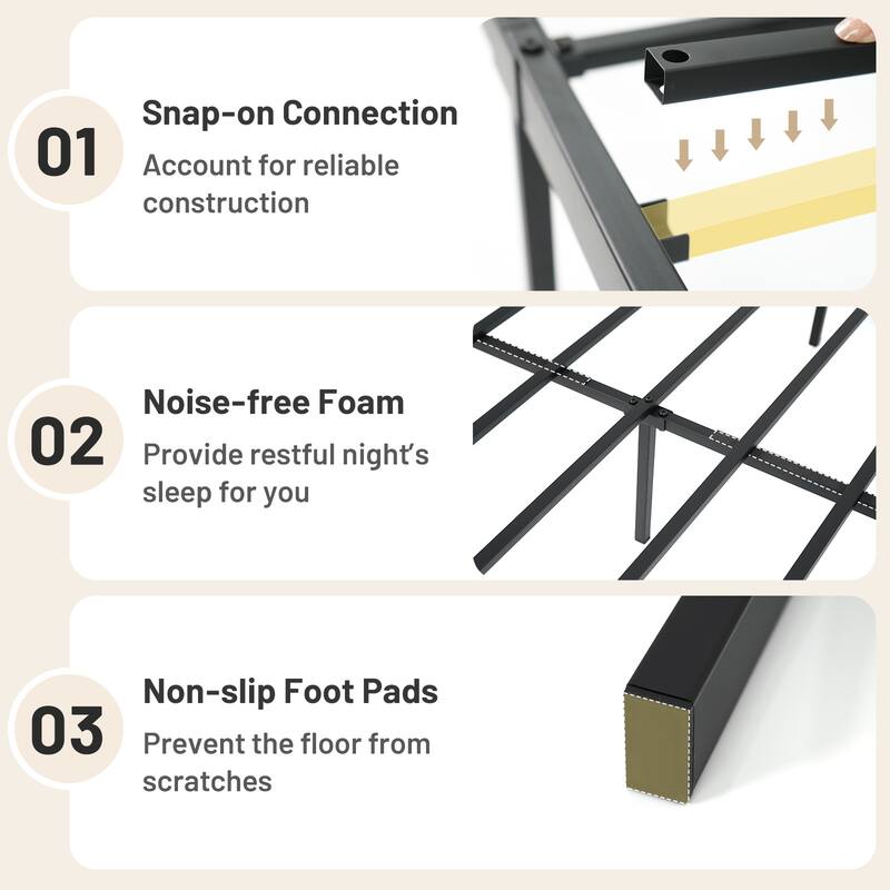 Gymax Full Size Metal Bed Frame Heavy Duty Support Slats Mattress