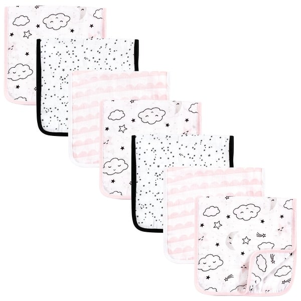 slide 1 of 1, Hudson Baby Infant Girl Muslin Burp Cloth 7pk, Dreamer, One Size - Dreamer - One Size One Size - Dreamer