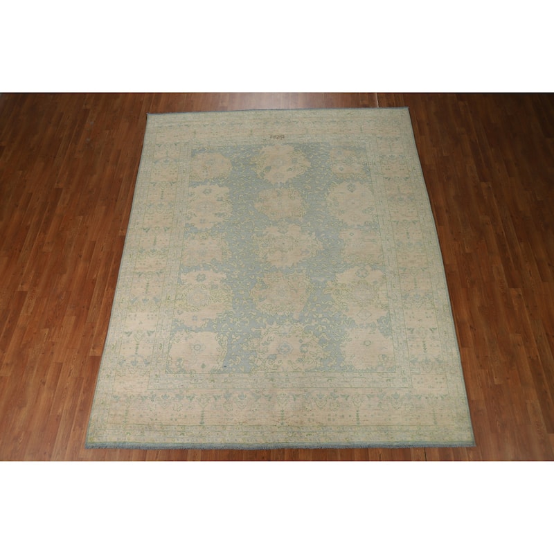 Floral Oushak Turkish Area Rug Hand-Knotted Vegetable Dye Wool Carpet - 7'11"x 9'11"