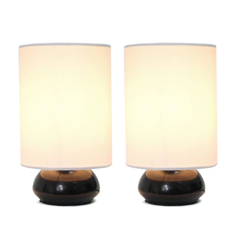 Simple Designs Gemini Colors 2 Pack Mini Touch Table Lamp Set with Fabric Shades
