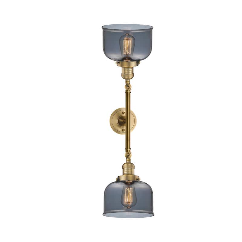 Innovations Lighting Large Bell 2 Light 23" Wide Bathroom Vanity Light - Brushed Brass / Plated Smoked