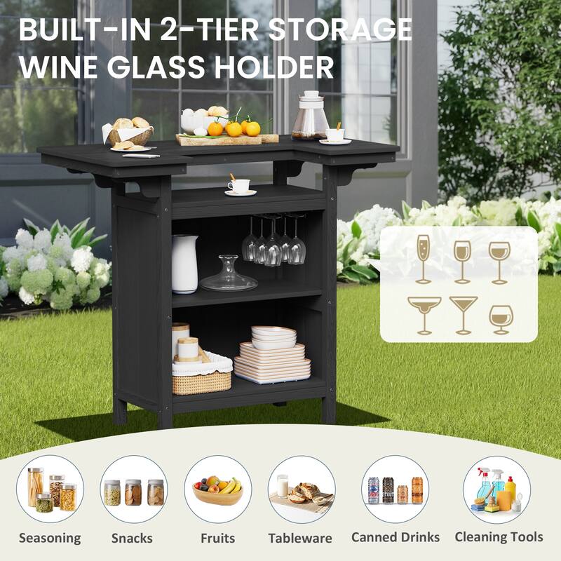 HDPE Indoor/Outdoor Bar Table with Storage Shelves
