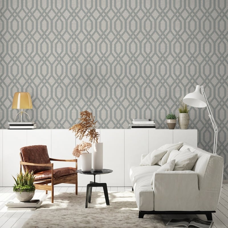 Modern Flocked Geometric Embossed Wallpaper
